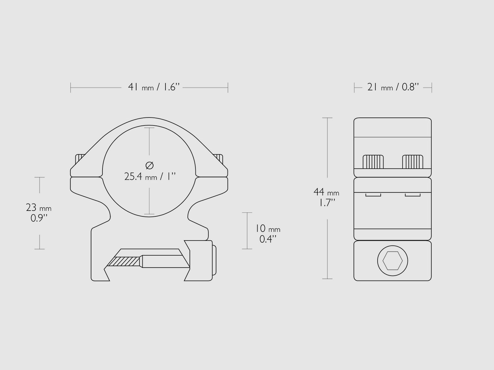 HAWKE 22113 Montaggio anello 25,4mm centrale per guida Weaver supporto per telescopio