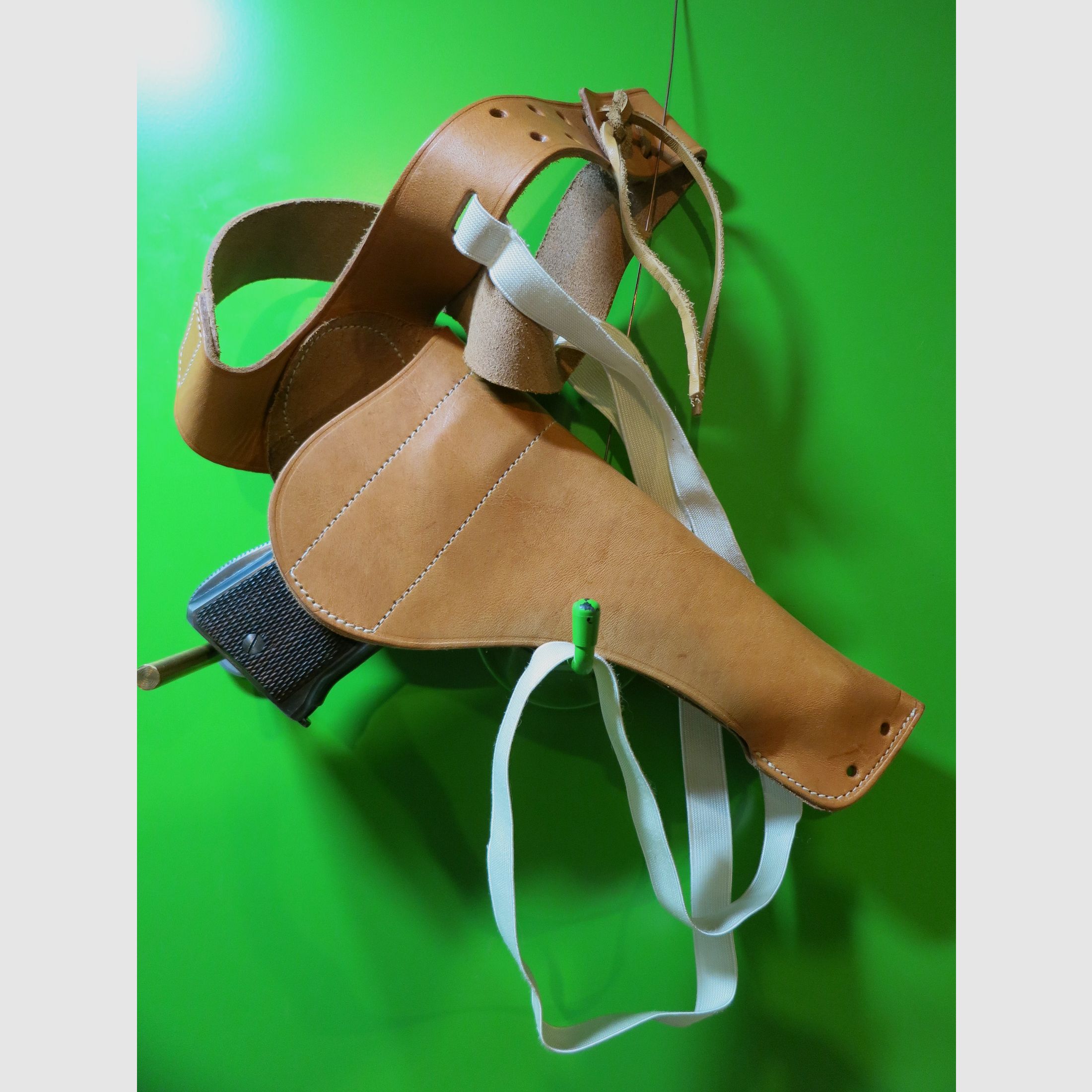 Shoulder holster, quick-draw holster revolver + pistol 5" e.g. 1911, leather + textile, image 1 of 2
