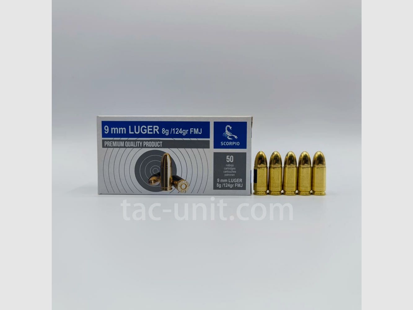 STV 9mm Luger FMJ 124grs 8,0G 1000 patronen