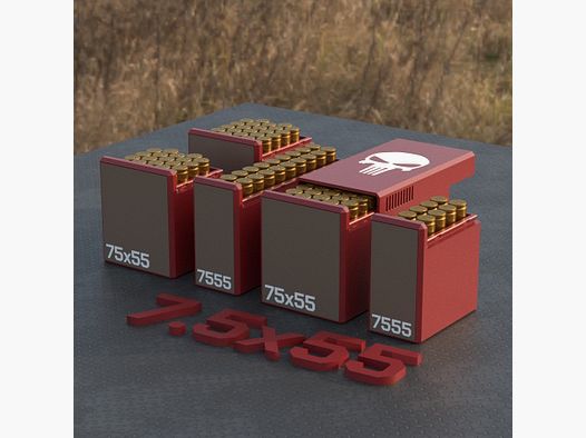 Filamelt Munitionsbox / Ammo 7.5x55 – Patronenbox für 50 Schuss, Made in Germany