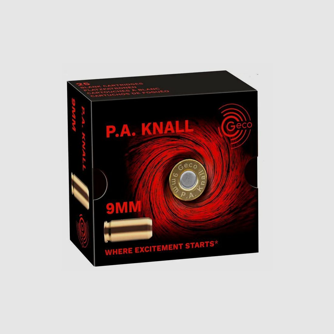 Pyro Munition Schreckschuss 9mm PA GECO Knallpatronen Platzpatronen Silvester Self Defence