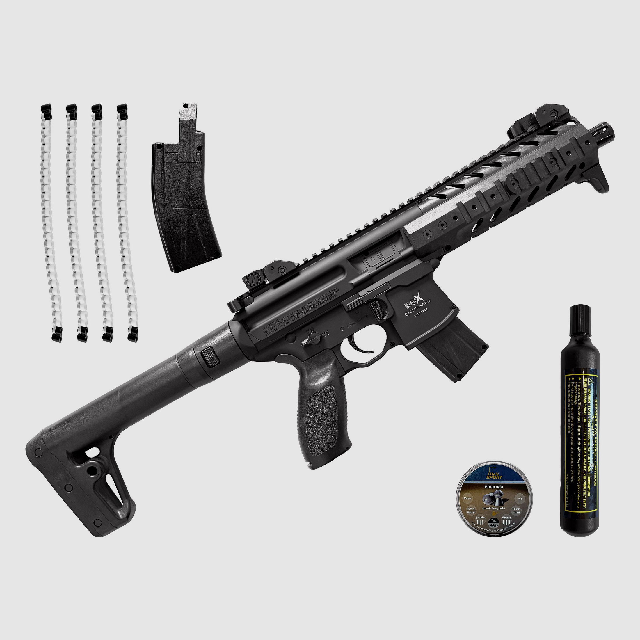 Sig Sauer MPX CO2 fucile ad aria compressa 4,5mm Diabolo nero - 2 caricatori - cartuccia CO2 - 400 pallini - come nuovo