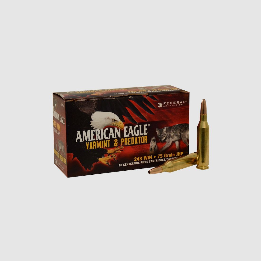 Federal American Eagle Varmint & Predator .243 Win. 75GR JHP 40 Patronen