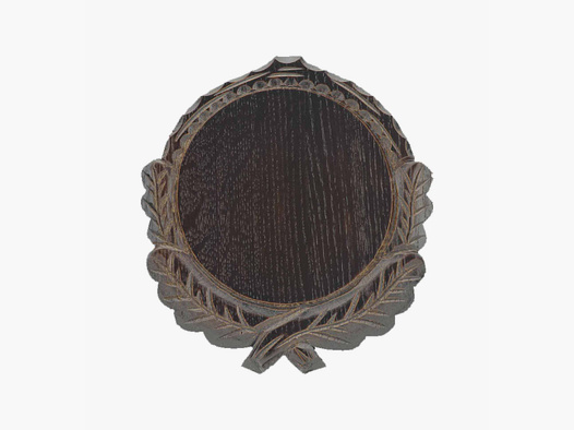 Trophäenschild für Keiler geschnitzt 19cm dunkel