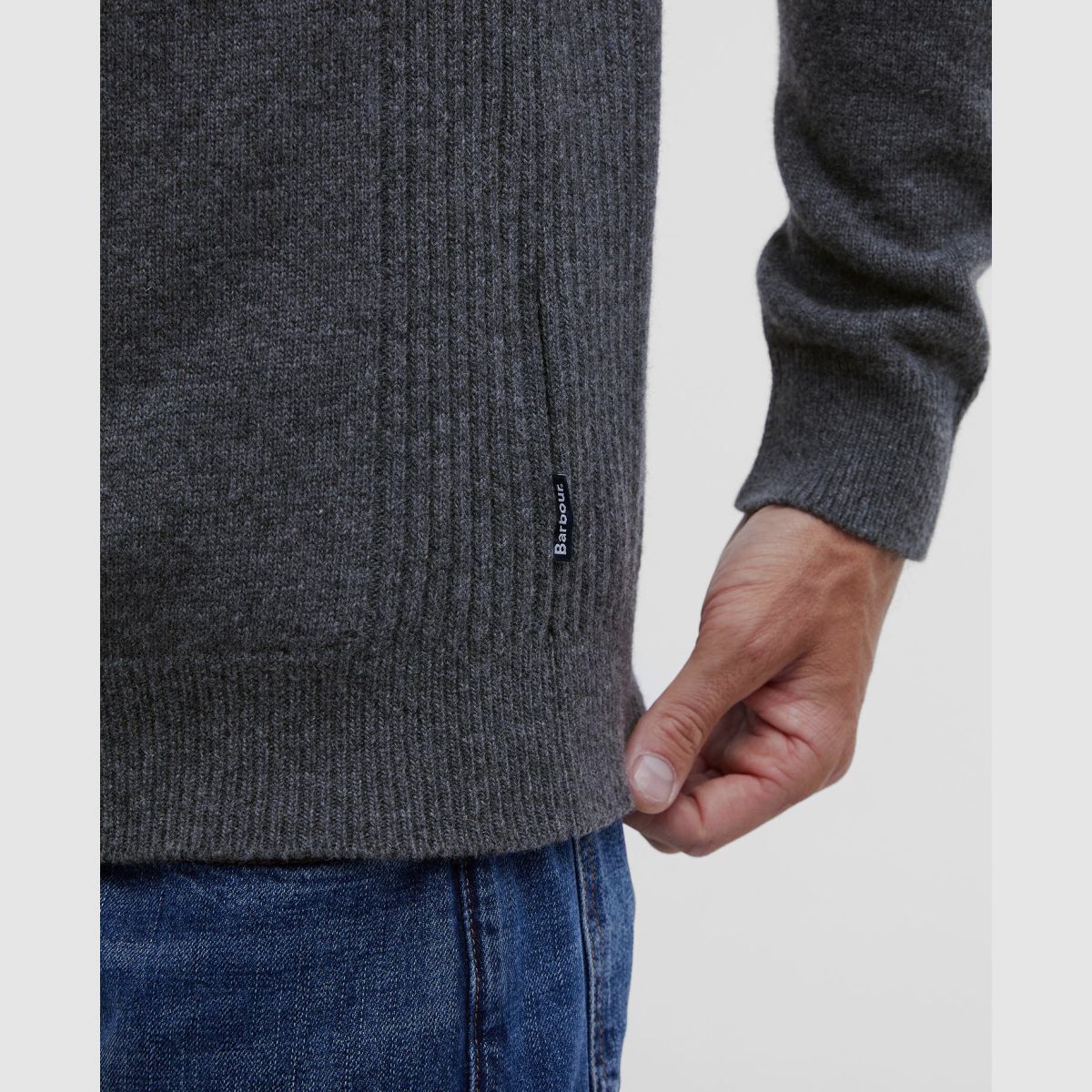 BARBOUR Holden Half Zip Sweater Mid Grey Marl