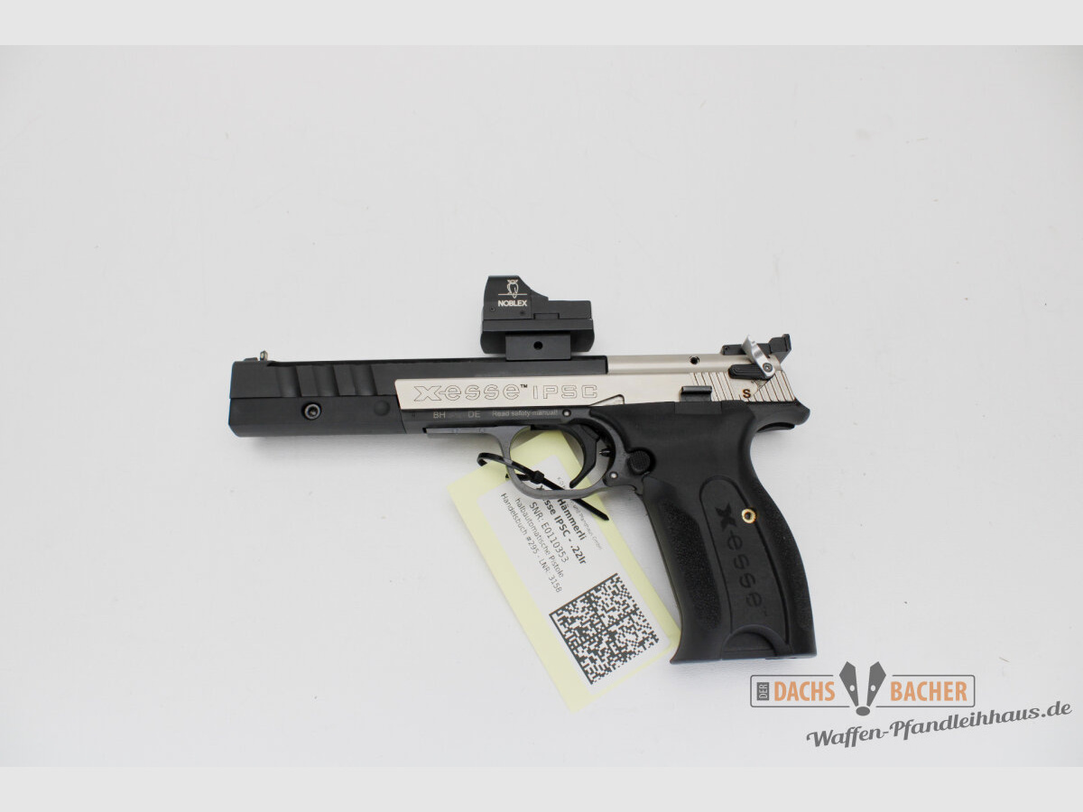 Hämmerli X-esse IPSC pistool kal. .22lr met 3 magazijnen en Noblex sight II plus