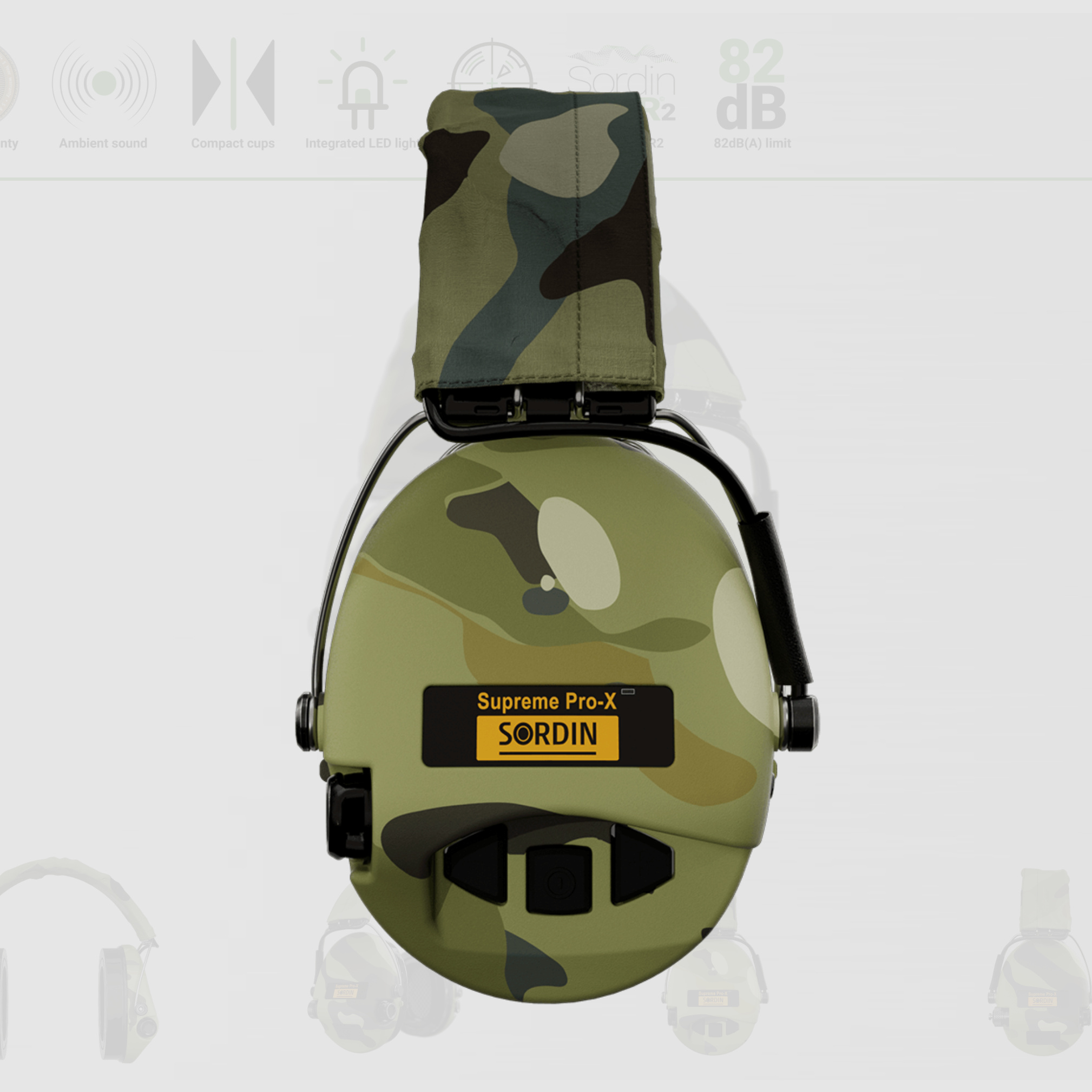 Sordin 75302-X-08-S Electronic Hearing Protection Supreme Camo Pro X LED Headband
