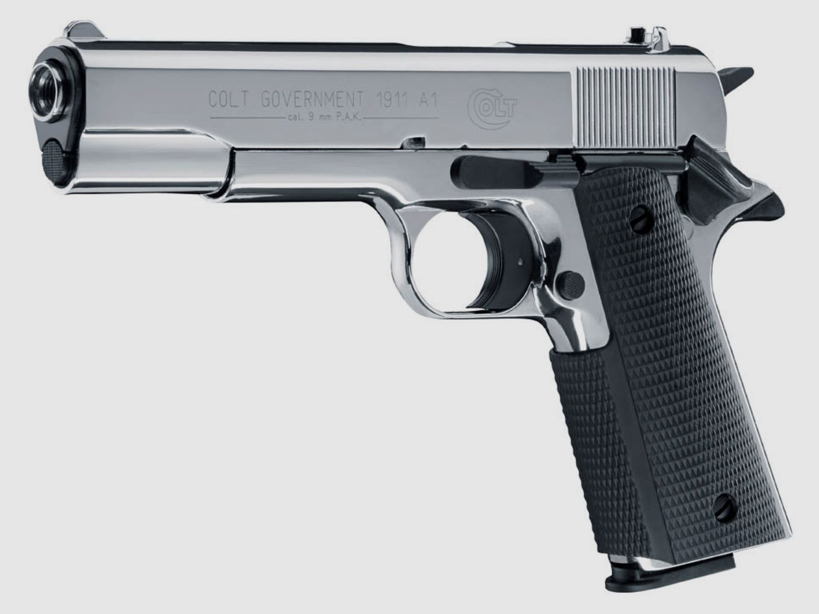 Umarex 317.02.38 Colt Government 1911 A1 9 mm P.A.K. Polished Chrome Pyro