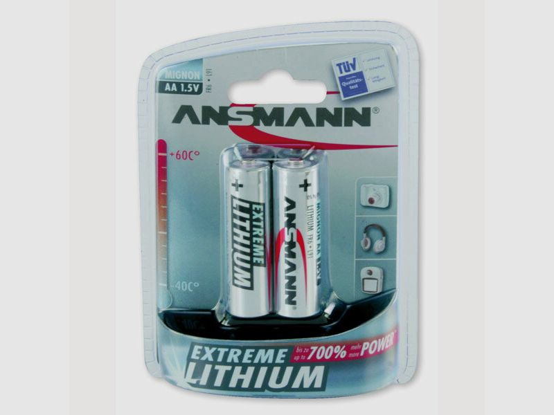 2 x Ansmann Extreme Lithium Battery 1.5 V Mignon AA