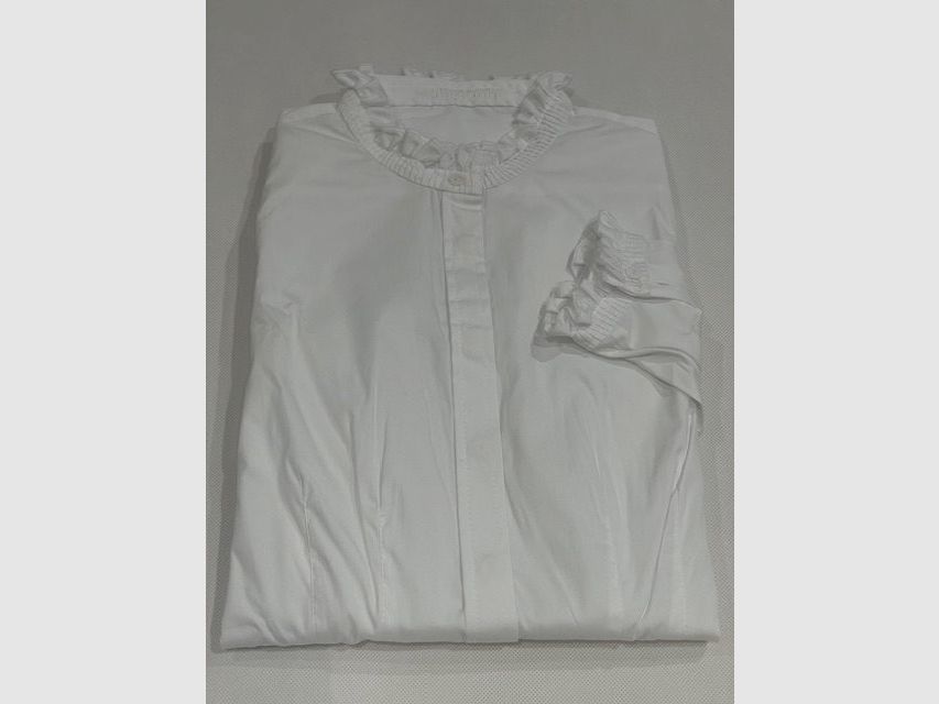 Blouse Wallmann avec petites volants en blanc, image 3 sur 3