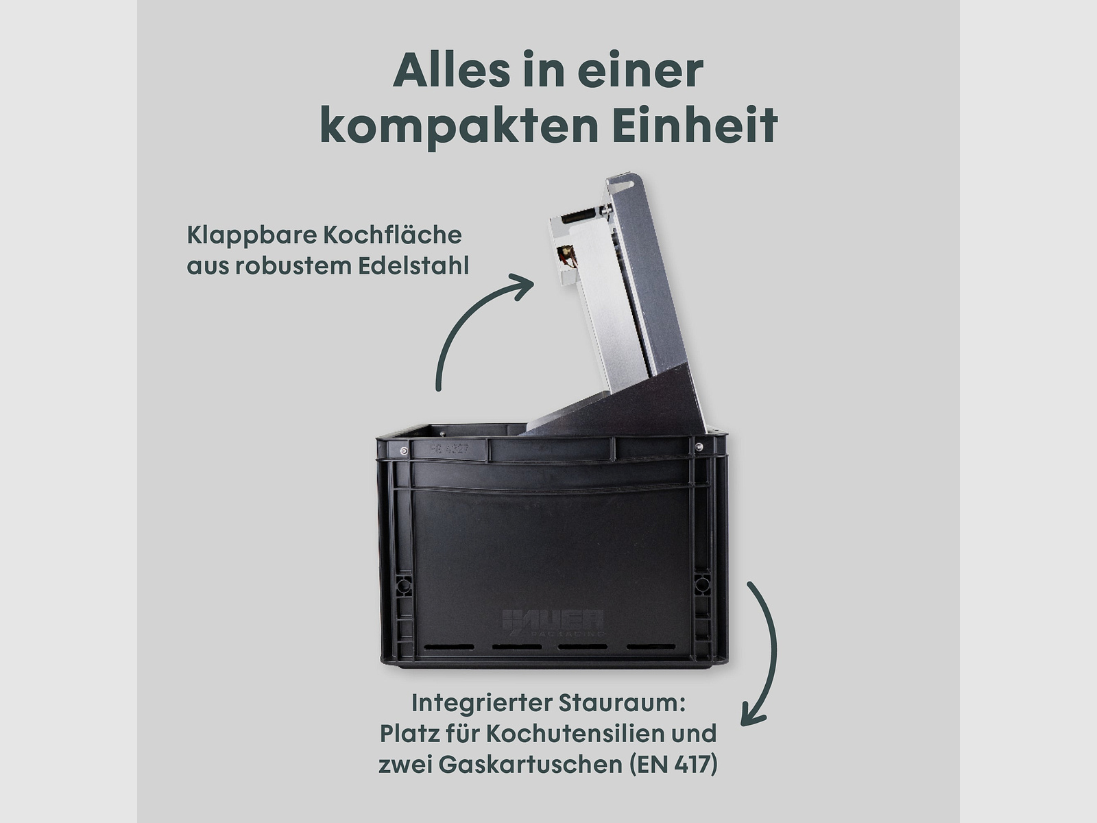 Mobiler Gaskocher mit Topfset I BOXIO COOK PLUS