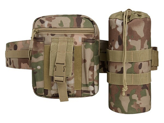 Brandit Taillengürtel "Allround" mit Tasche + Flaschenhalter - Tactical Camouflage