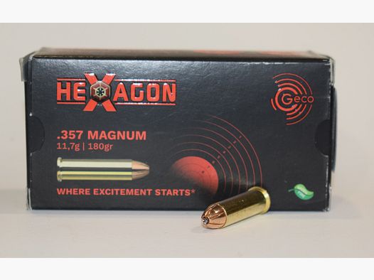 boite 50 cartouches GECO 357 magnum Hexagon 180 Grains