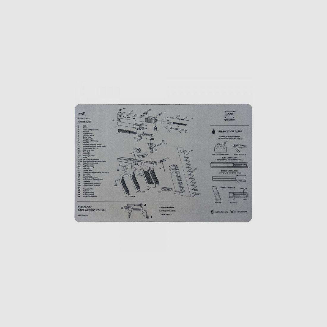 GLOCK WAFFENMATTE - GRAU - WAFFENABLAGE/-REINIGUNGSMATTE