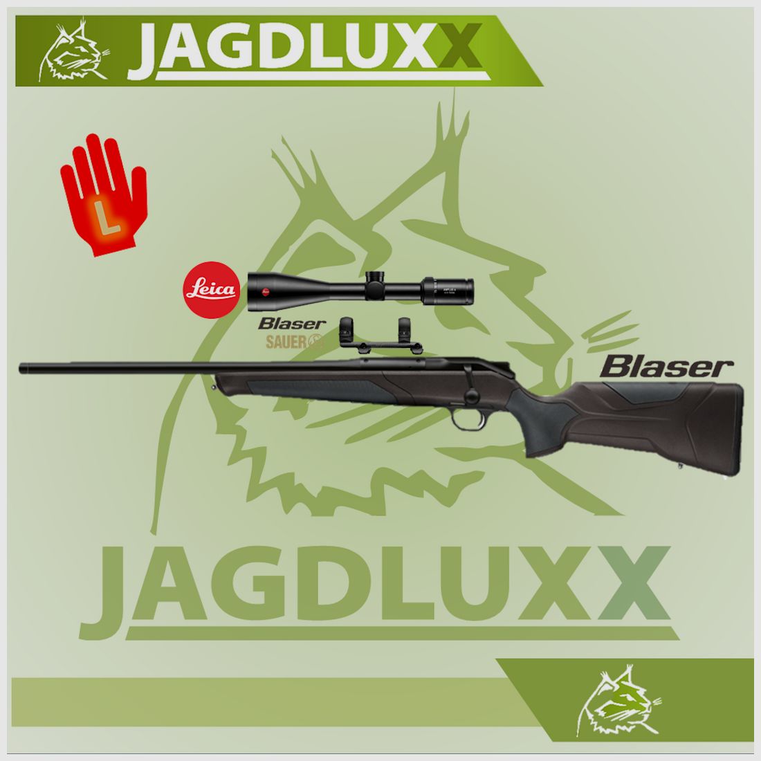 Blaser R8 Professional 2.0 en noir-brun arme pour gauchers en set avec Leica Amplus 6 2,5-15x56i