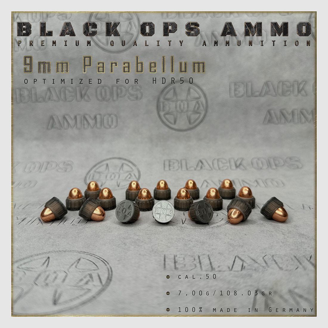 18x + 2 9mm Parabellum BLACK OPS AMMO HDR 50 TR cal.50 Munition T4E Umarex HDR50 TR50
