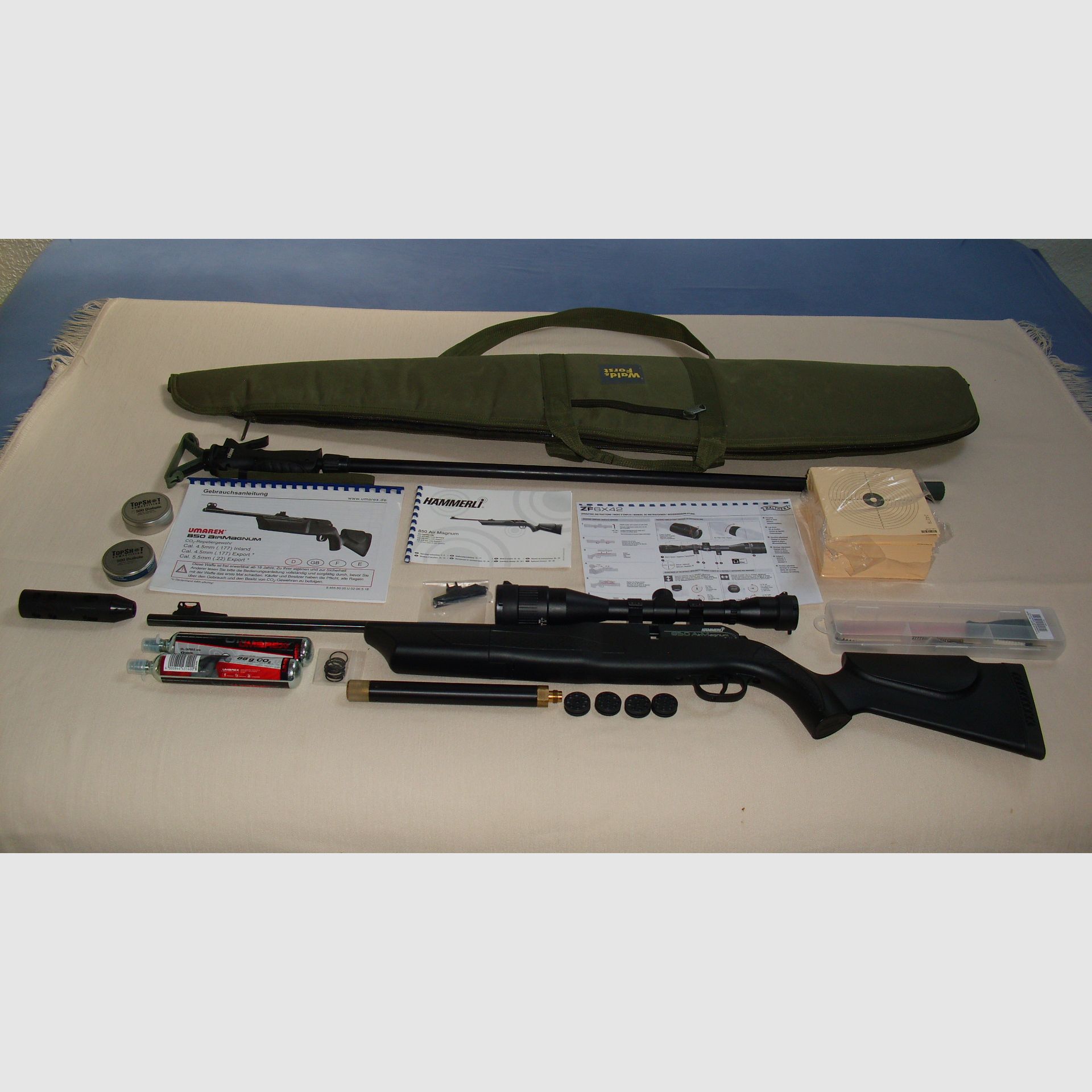 Hämmerli 850 Air Magnum fucile a ripetizione cal. 4,5mm (.177, 7,5 Joule) con telescopio Walther 6 x 42 e accessori