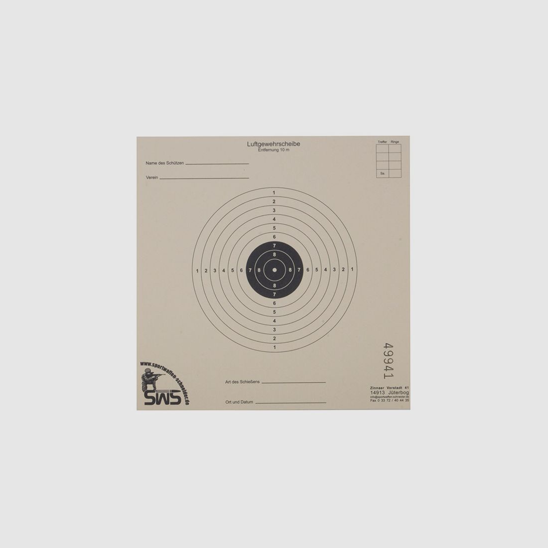 Luftgewehr Zielscheibe Alte deutsche Scheibe 10er Ring 14 x 14 cm 100 StĂĽck