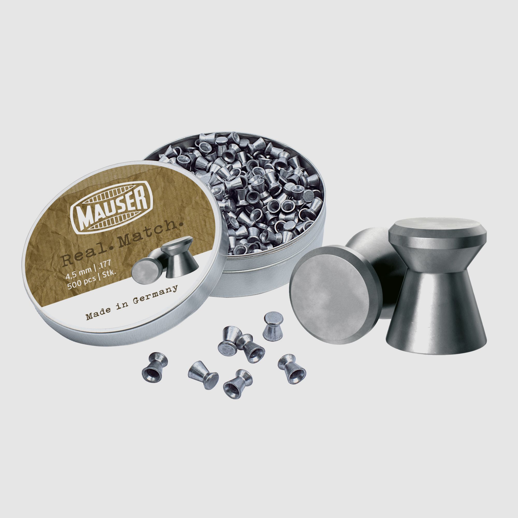 Diabolo Mauser de cabeza plana liso 4,5mm 500 piezas