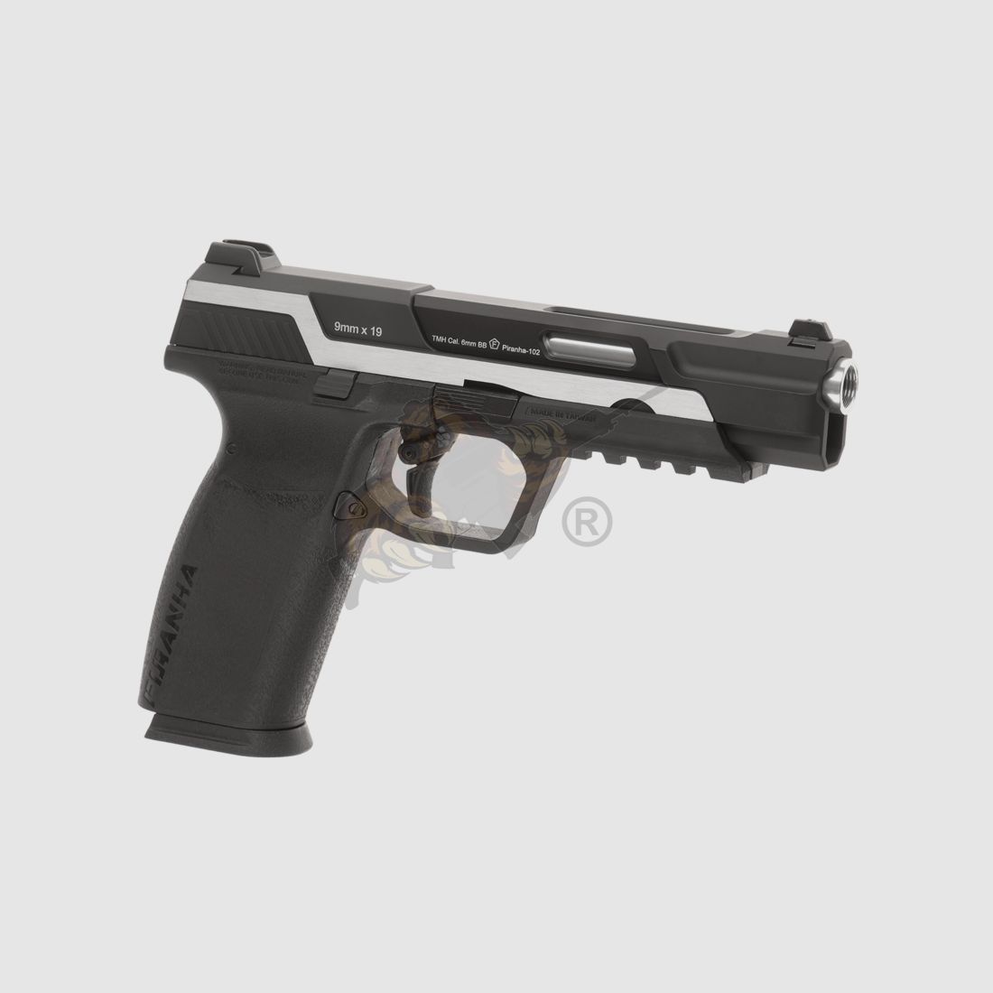 G&G Piranha Mk I GBB Airsoft Pistole in schwarz/silber -F-
