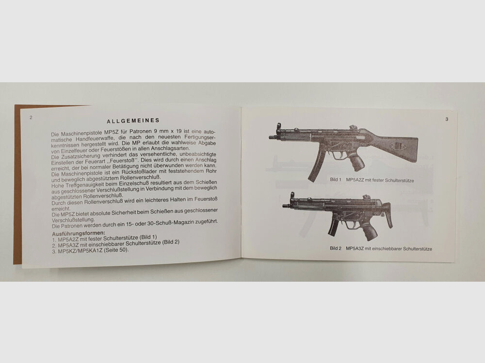 Heckler & Koch Handbuch Heckler und Koch ZOLL HK MP5Z MP5KZ MP5KA1Z MP5SDZ