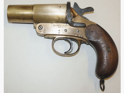 Pistola de señal Cogswell & Harrison, Cogswell & Harrison, cañón y carcasa de latón, pequeño defecto (rota la resorte)