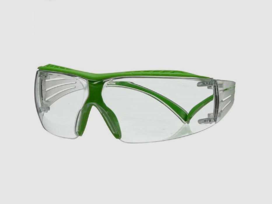 3M SecureFit 400X clear safety glasses | green frame, image 1 of 3