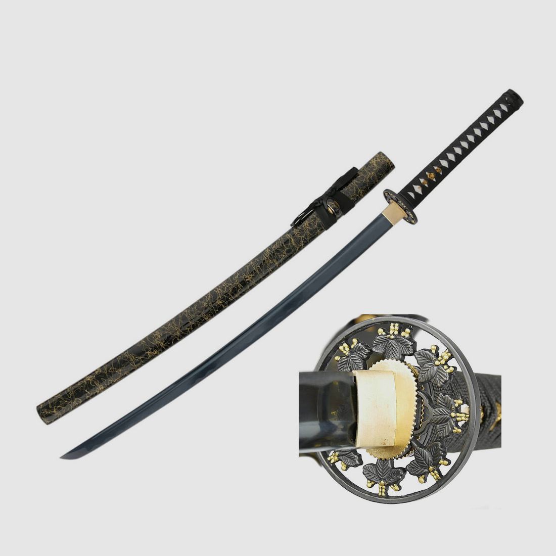 Niebieska katana samurajska z niebieską klingą