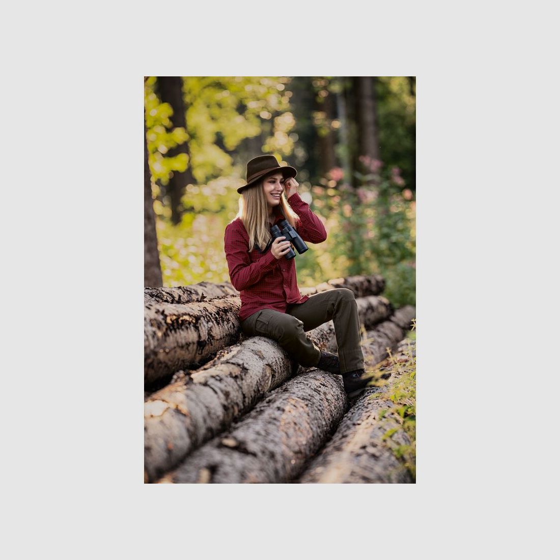 Blaser Damen Bluse Stretch Sergia Braun/Rot Kariert