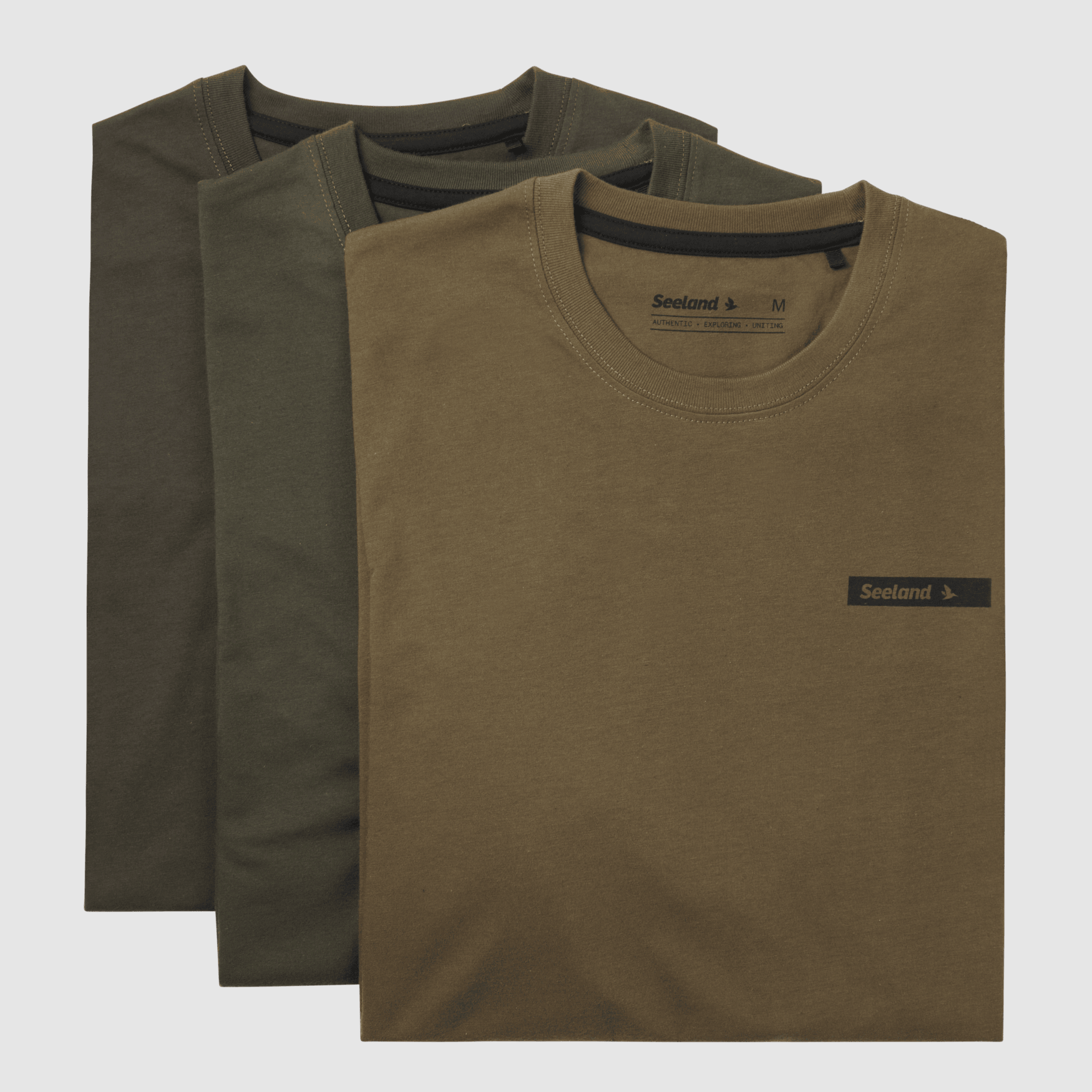 Seeland T-Shirt, pack de 3 Hombres Pine Green/Military Olive/Grape Leaf L