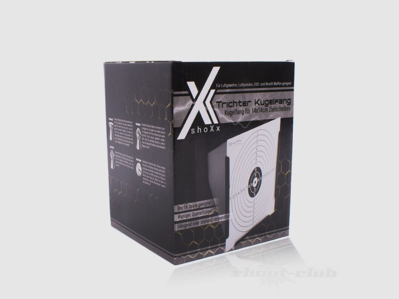 shoXx Trichter Kugelfang aus Stahl 14x14cm, schwarz