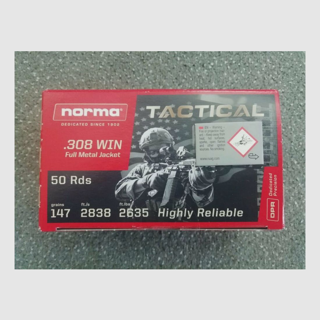 NORMA .308 Win FMJ TATTICA 147 grs.