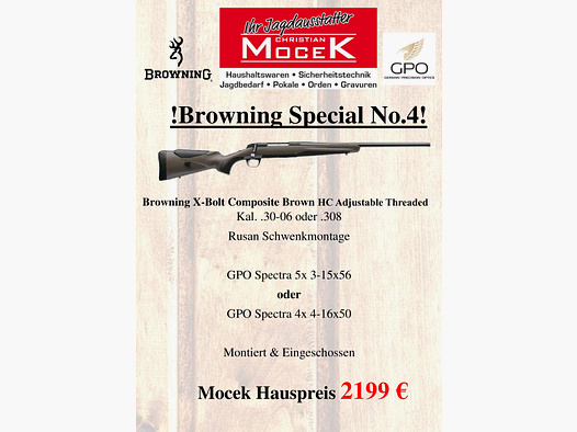 Browning X-Bolt Composite Brown HC réglable fileté, avec GPO Spectra
