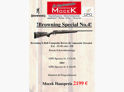 Browning X-Bolt Composite Brown HC Adjustable Threaded, with GPO Spectra