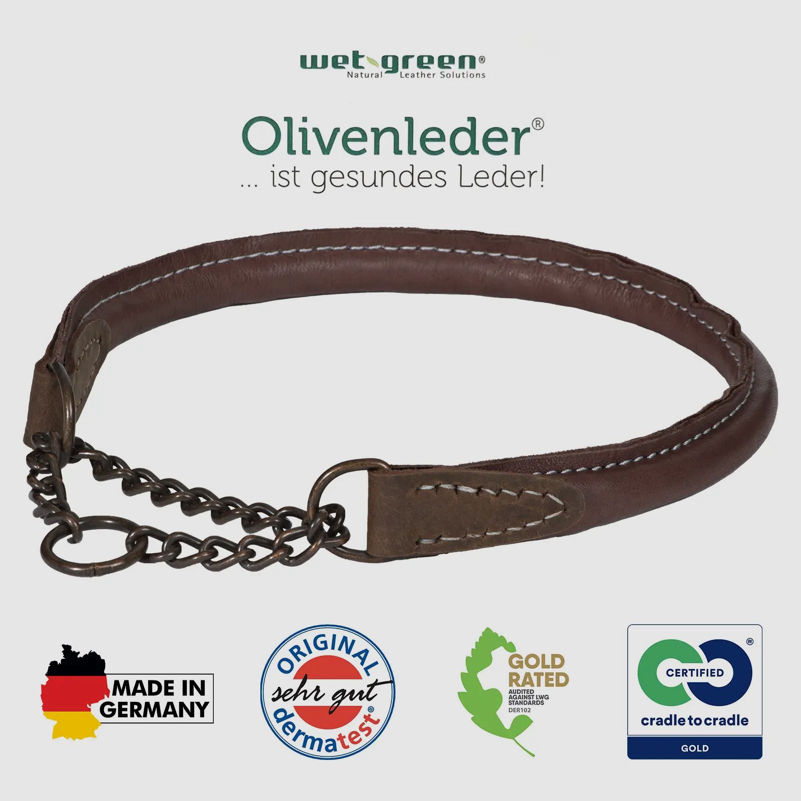 Collier pour chien AKAH en cuir d'olive