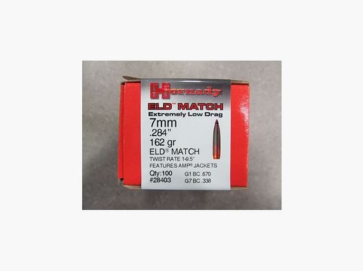 HORNADY PALLE 7MM ELD MATCH 162 GR