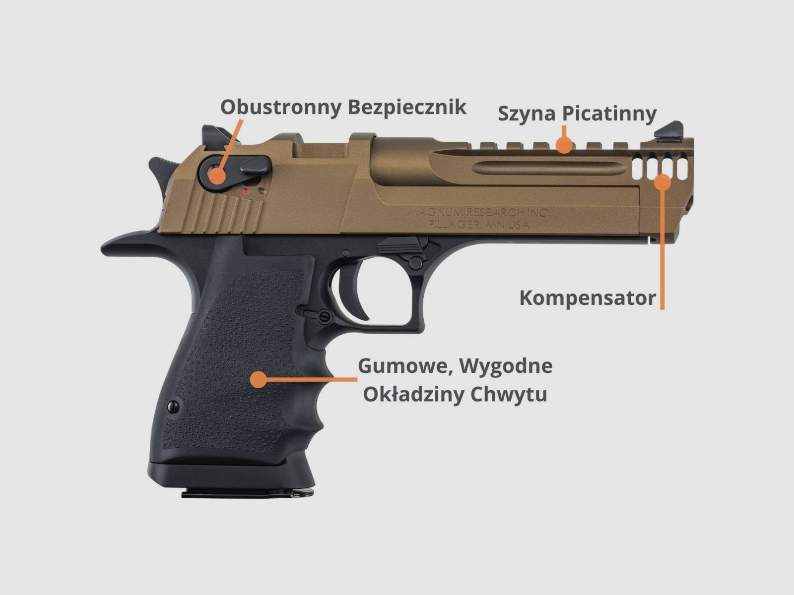 Desert Eagle L5 Black / Burnt Bronze Cerakote - MB Integral .44Magnum (DE44L5BB), afbeelding 7 van 7