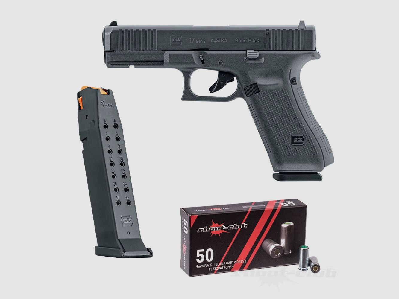 GLOCK Glock17 Gen5 Schreckschussp. +Magazin+ 50 SC Platzpatronen