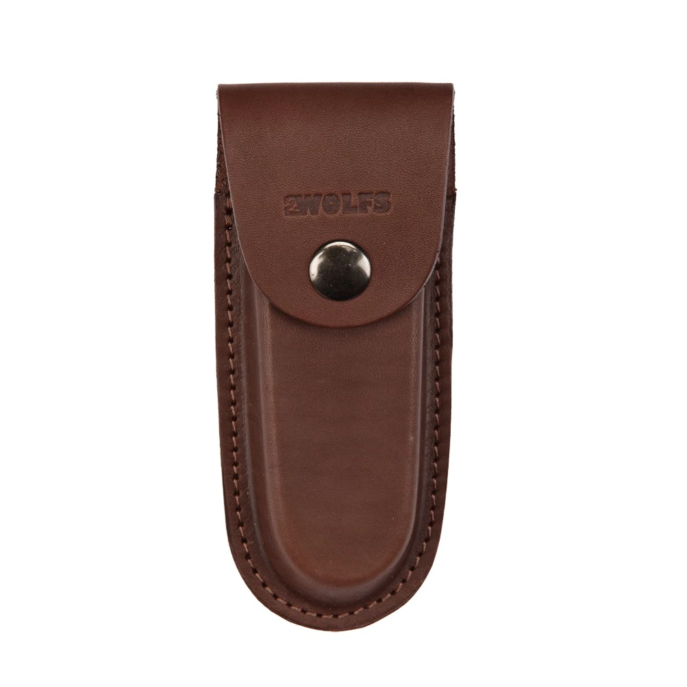 Etui für Klappmesser 2wolfs, braunes Leder, 12 cm x 4 cm x 2 cm