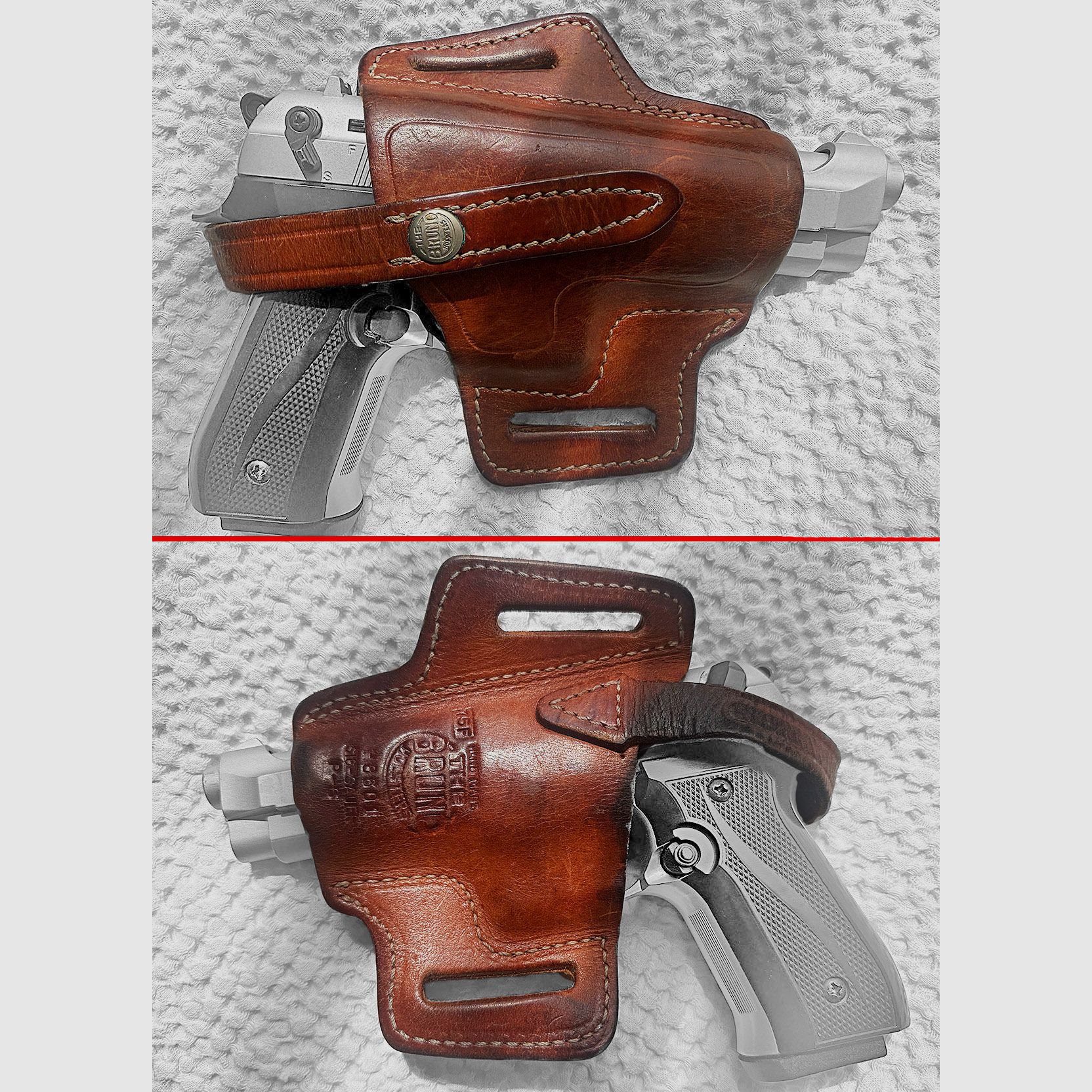 Original beautiful leather POLIZEI belt holster BERETTA 92 FS by BRUNO, image 1 of 2