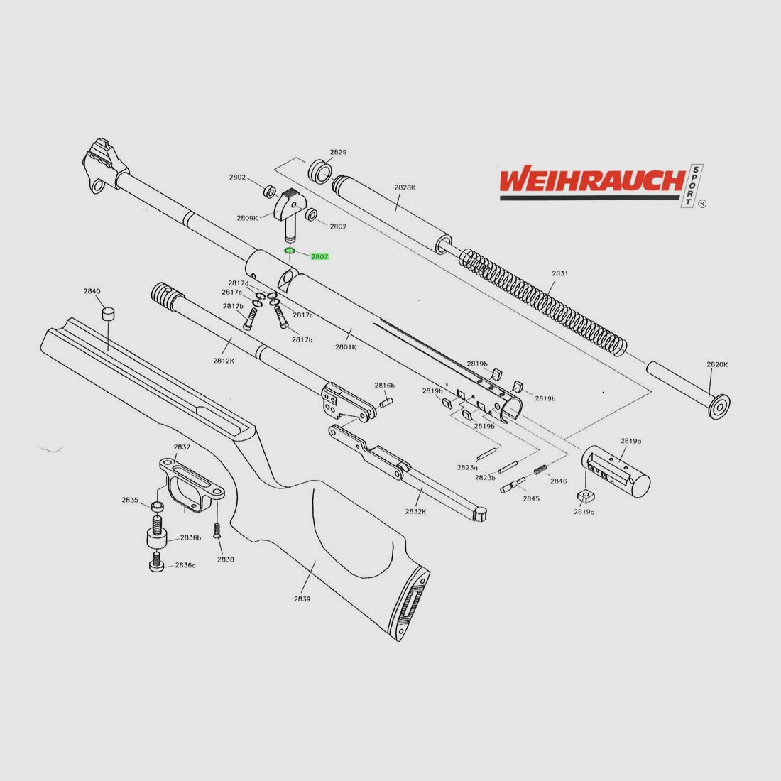 O-Ring fĂĽr Ladetor fĂĽr Starrlauf Luftgewehr Weihrauch HW 57, Ersatzteil