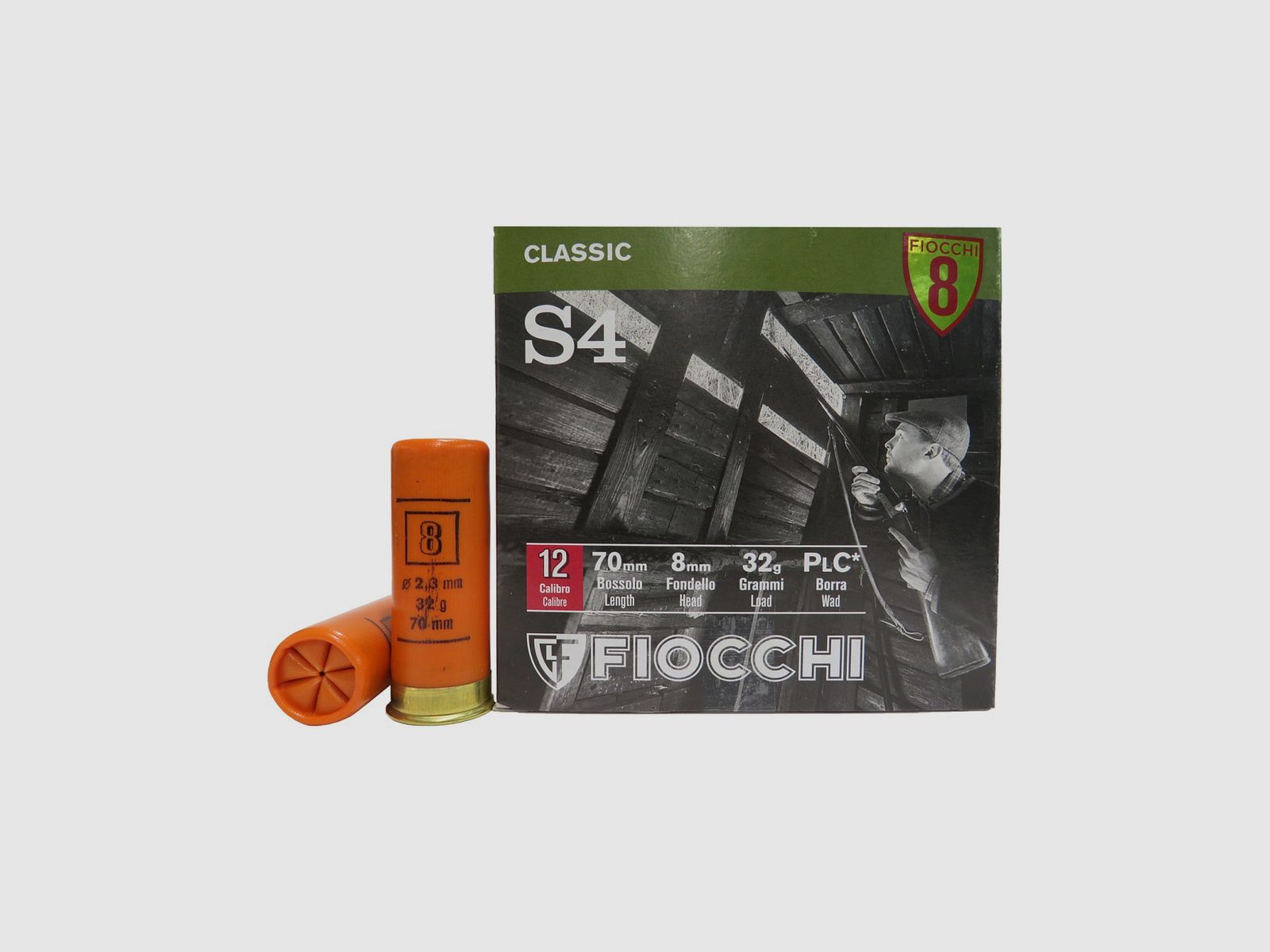 Fiocchi S4 Patronen cal. 12/70 32 g Bleischrot 8
