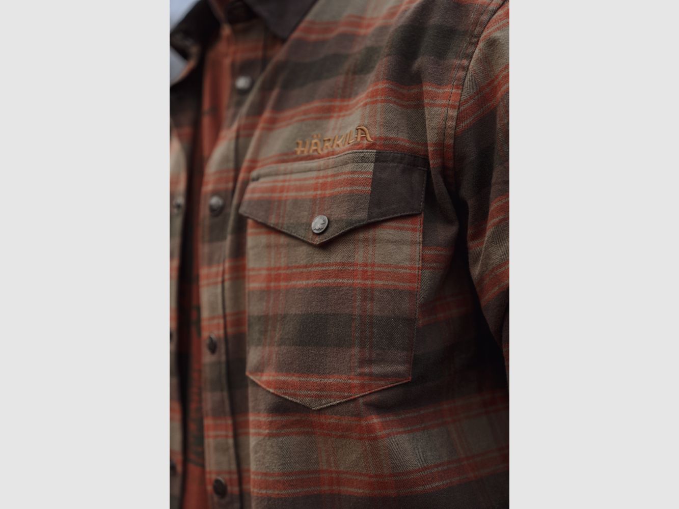 Härkila Aivak camicia a maniche lunghe / a quadri arancione autunnale, immagine 3 di 10