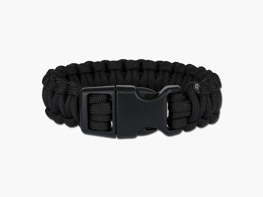 Mil-Tec Mil-Tec Survival Fallschirmleinen-Armband breit - Schwarz / S
