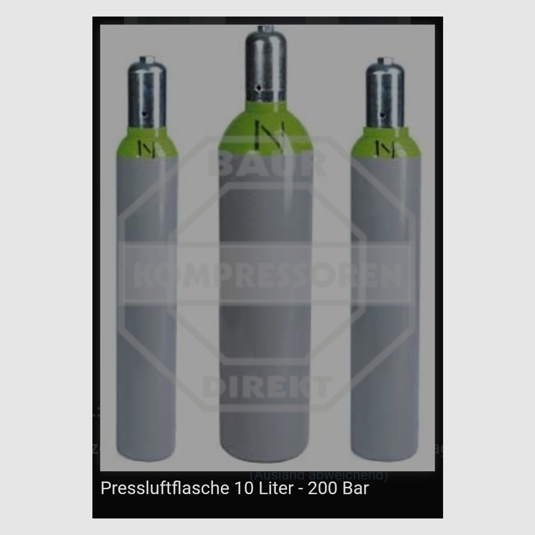 Compressed air bottle for filling air rifle cartridges 10L