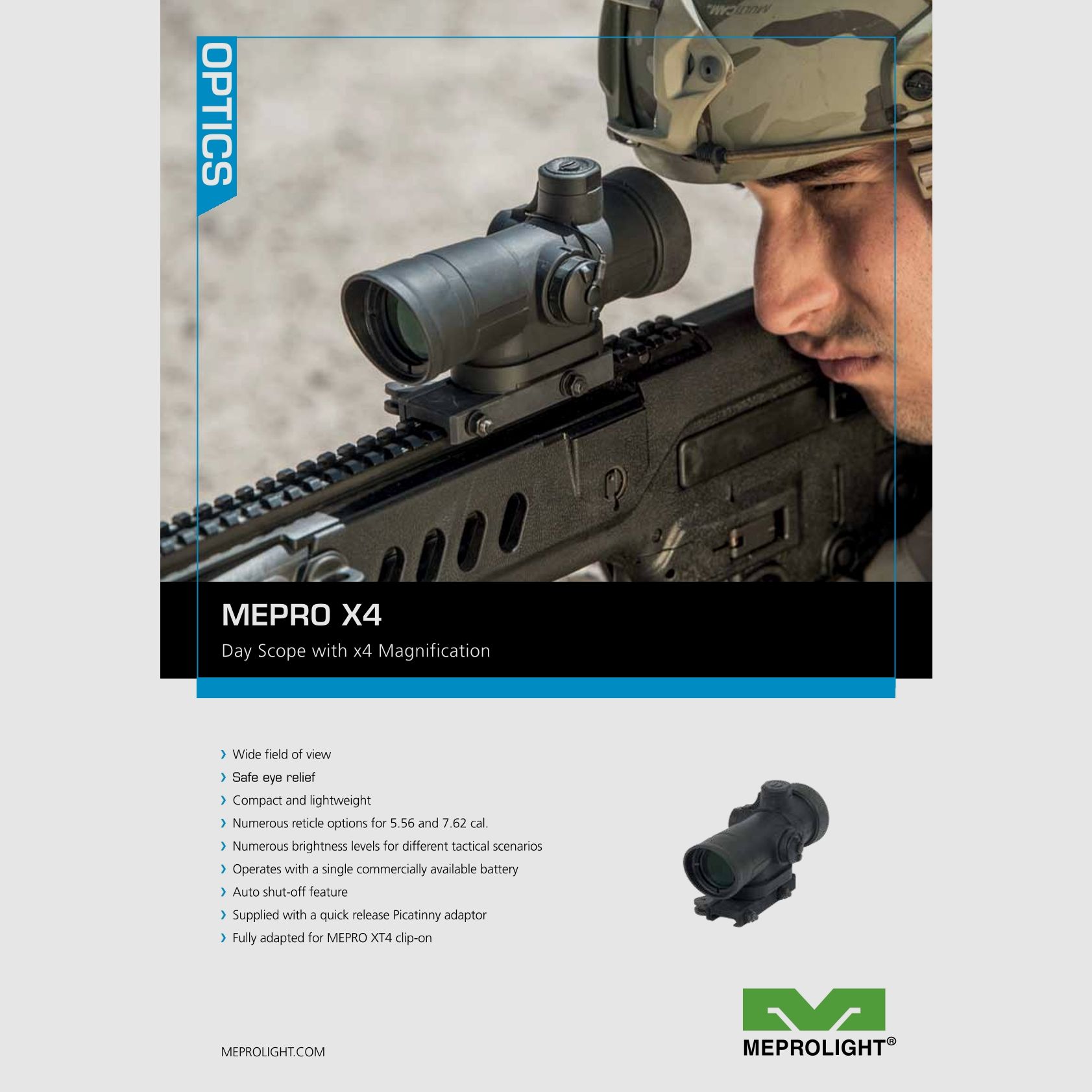 MEPRO X4 SS109 4X34 5.56 / 7.62 V2 Reticle Scope, afbeelding 4 van 6