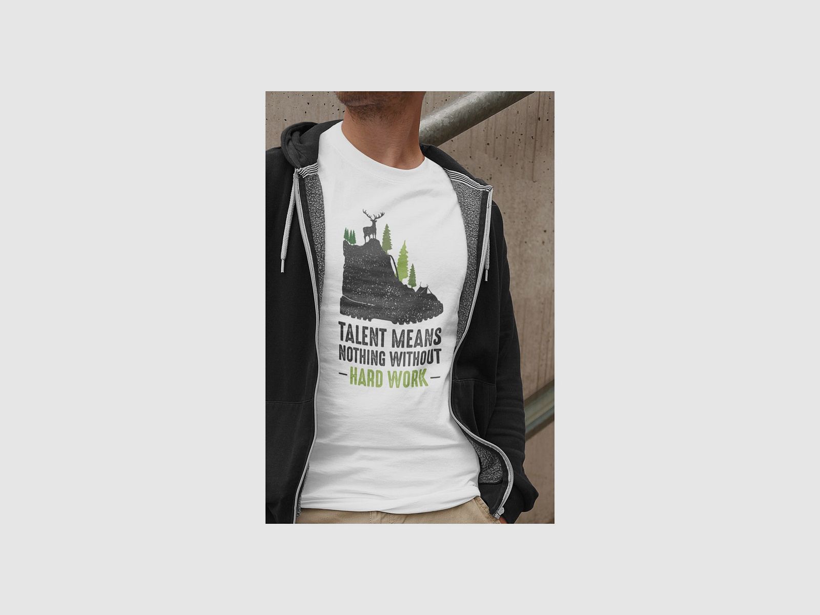 Trischitti T-Shirt weiß "Talent bedeutet nichts ohne harte Arbeit": Die wahre Essenz des Erfolgs, Bild 2 von 4