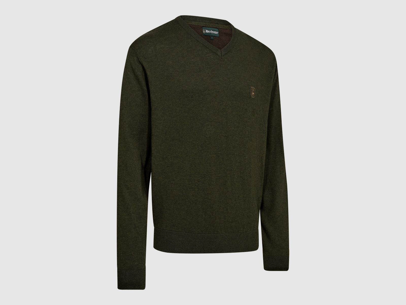 Deerhunter Harrington Strickpullover mit V-Ausschnitt Herren Forest Ember Melange 2XL