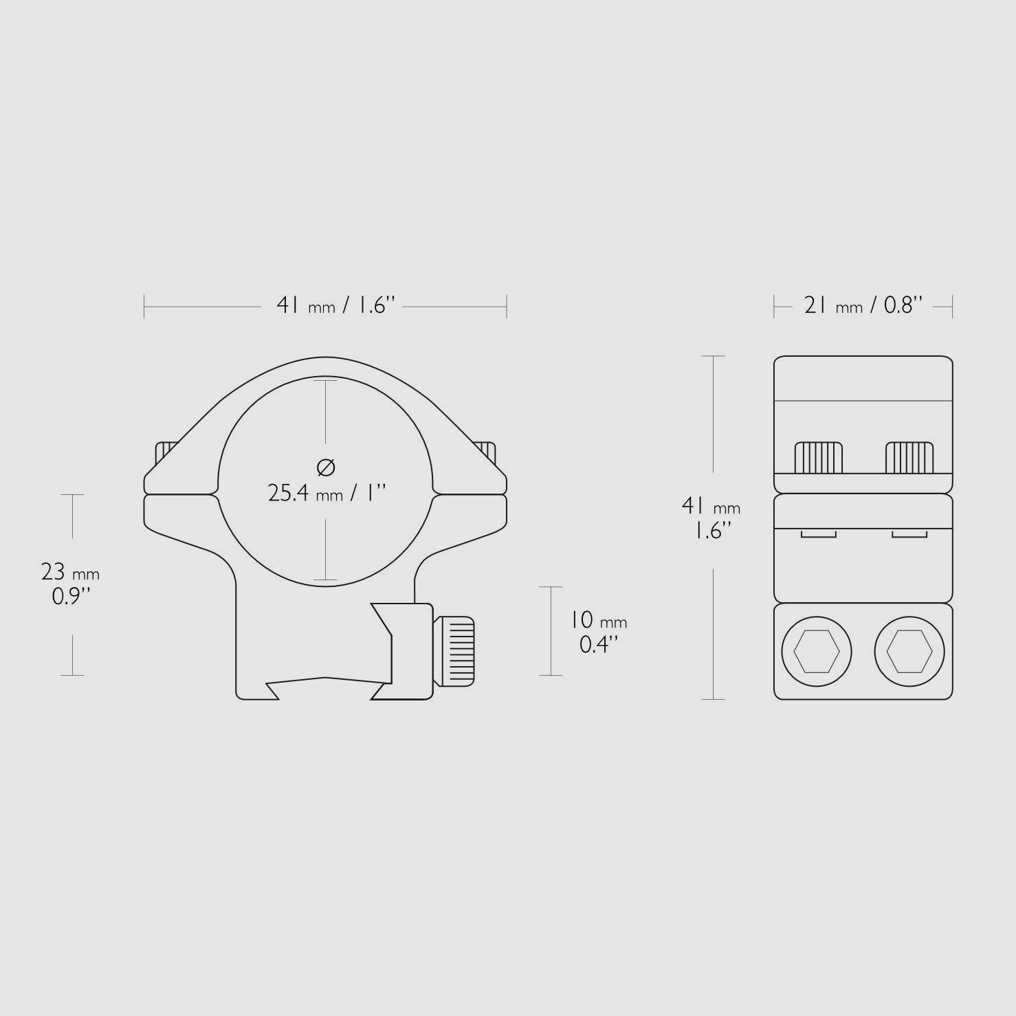 Montageringe Hawke 9-11mm, 1 Inch Diameter, Low ( 1Paar ), Bild 2 von 2