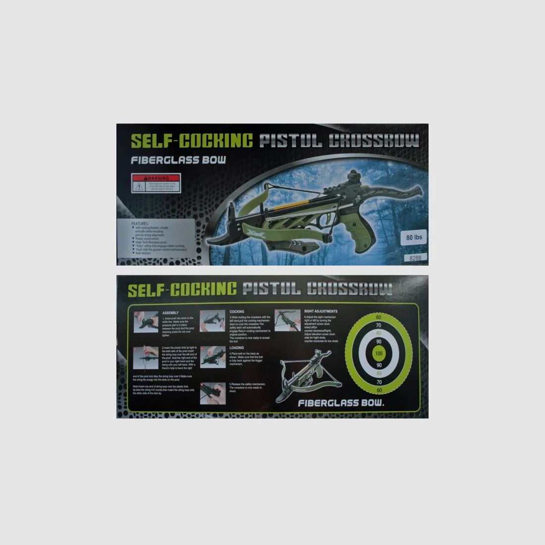 Pistolenarmbrust "ALLIGATOR I" , Farbe: Schwarz , 80 lbs / 35kg, mit Selbstspannmechanismus